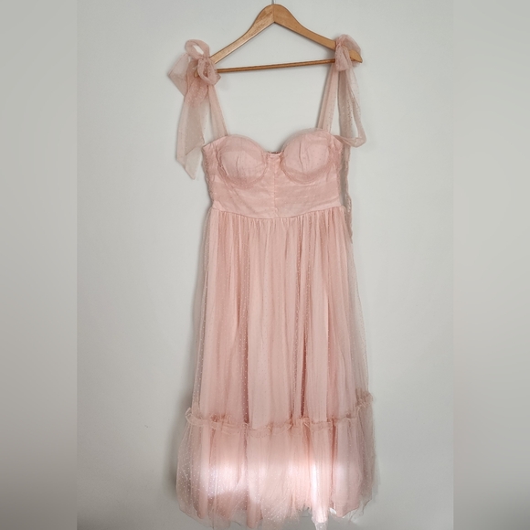 Vici Frances Tulle Polka Dot Midi Dress - BLUSH PINK - Picture 12 of 16